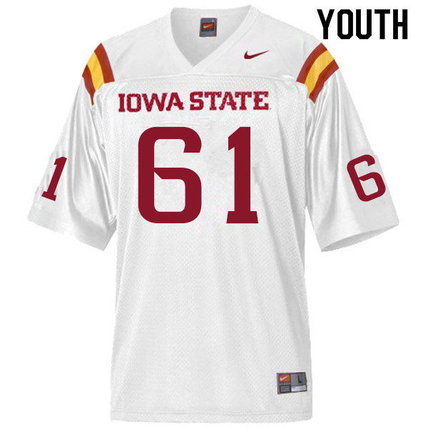 Youth #61 Evan Kilstrom Iowa State Cyclones College Football Jerseys Sale-White